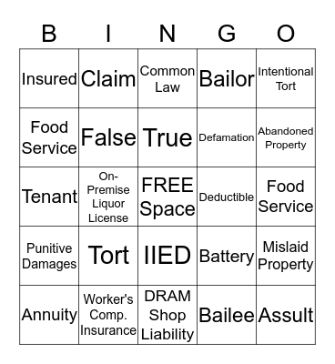 LAW Bingo Card