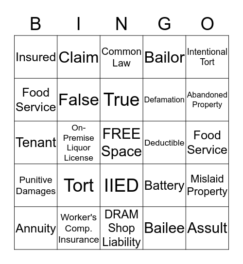 LAW Bingo Card