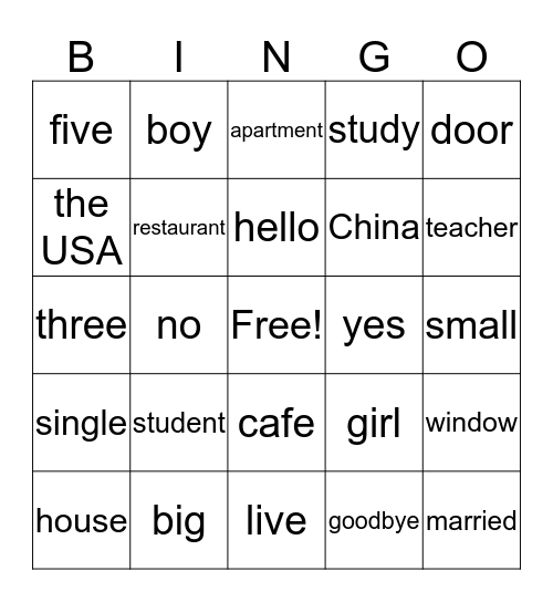 English Unlimited Unit 1 Bingo Card
