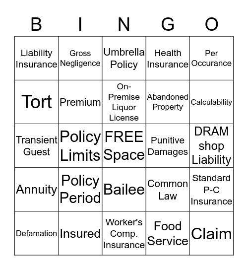 LAW Bingo Card