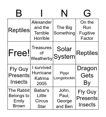 BOB  2017 Bingo Card