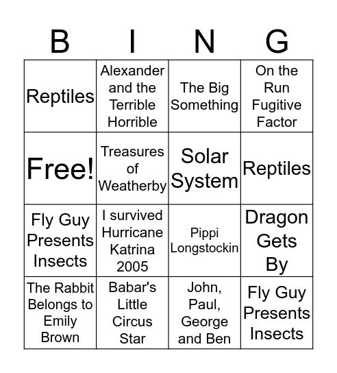 BOB  2017 Bingo Card