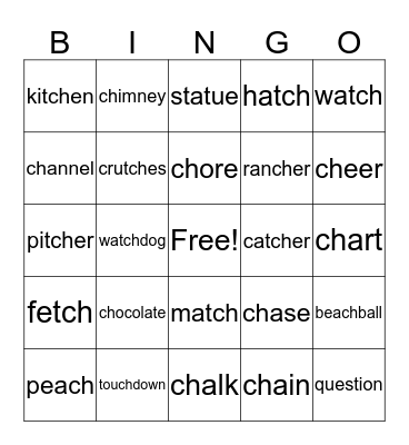 Ch Vocabulary Bingo Card