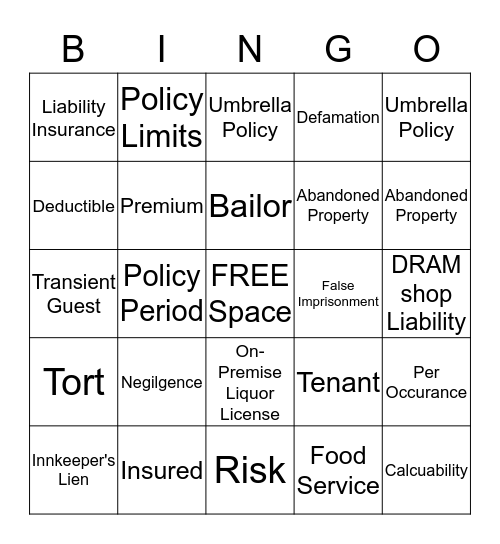 LAW Bingo Card