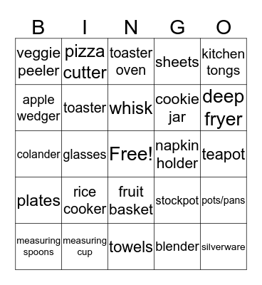 Shower Bingo! Bingo Card