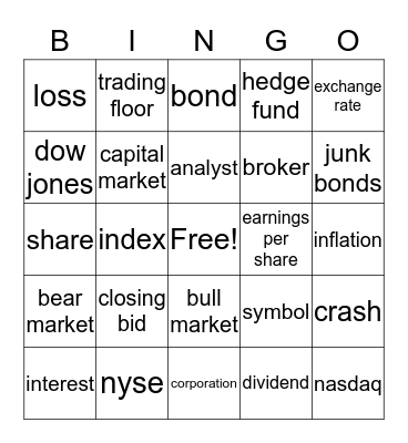 Investment BINGO Card