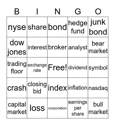 Investment BINGO Card