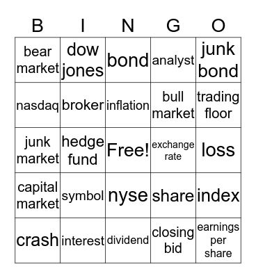 Investment Bingo Card