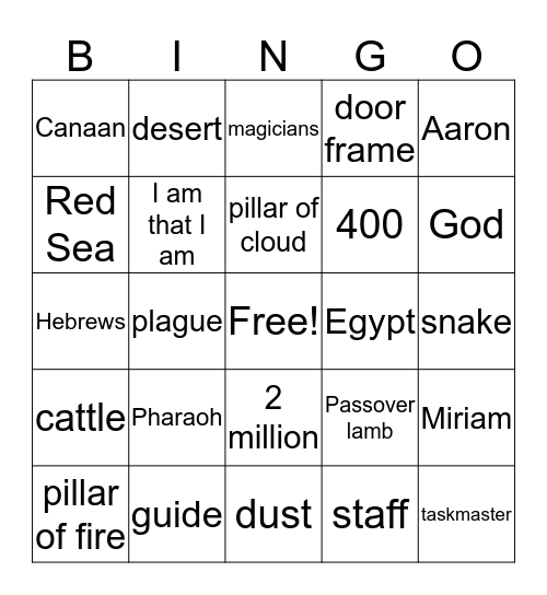 Moses Story Bingo Card