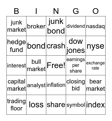 Investment Bingo Card