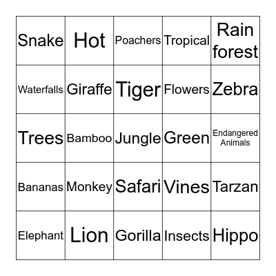 Welcome to the JUNGLE Bingo Card