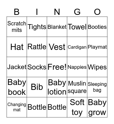 Baby Bingo Card