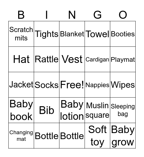 Baby Bingo Card