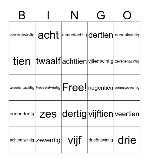 Bingo Zebra 3.1 Bingo Card