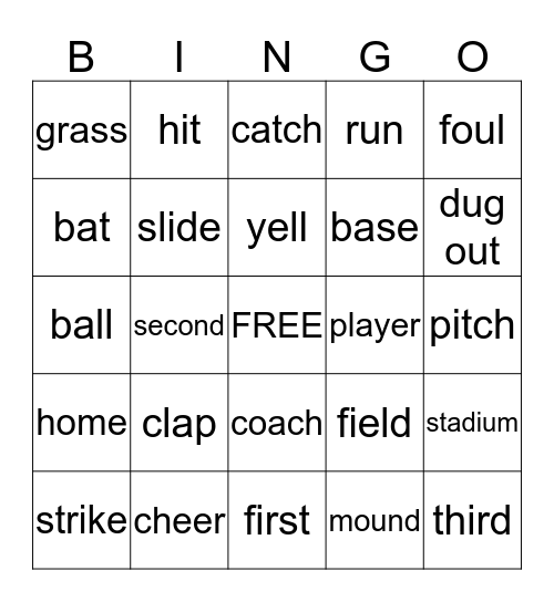 BASEBALL Bingo Card