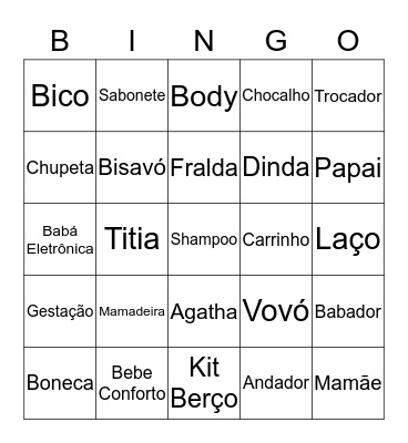 Agatha Baby Bingo Card