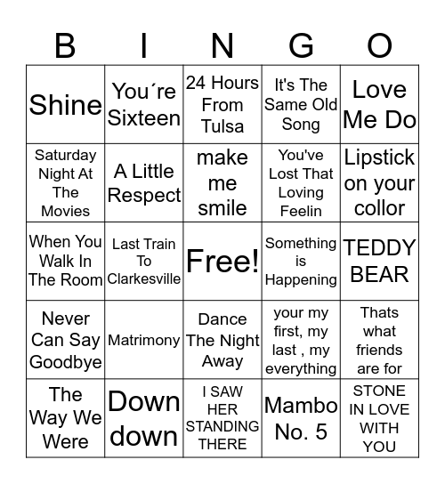 HITS 40 Bingo Card
