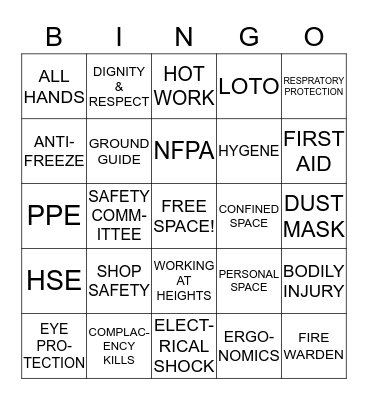 SAFETY BINGO! Bingo Card