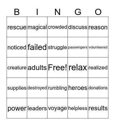 VOCAB Bingo Card