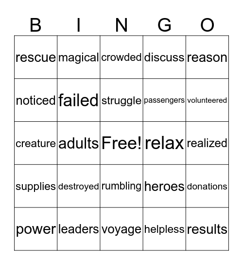 VOCAB Bingo Card