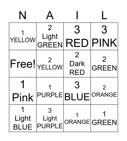 NAIL POLISH Bingo Card