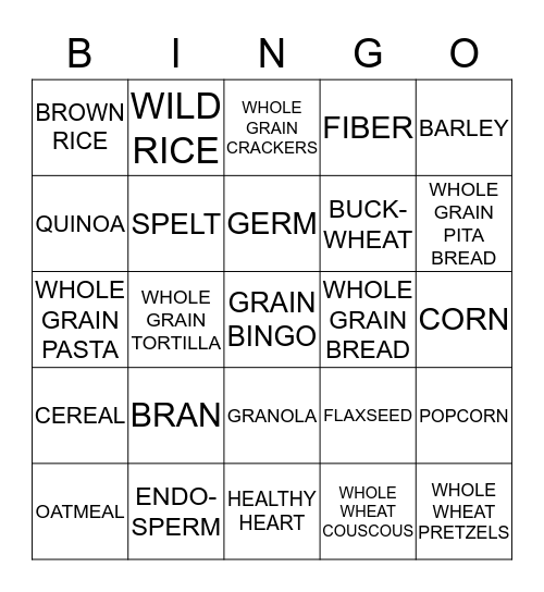 GRAIN BINGO! Bingo Card