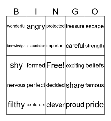 VOCAB Bingo Card