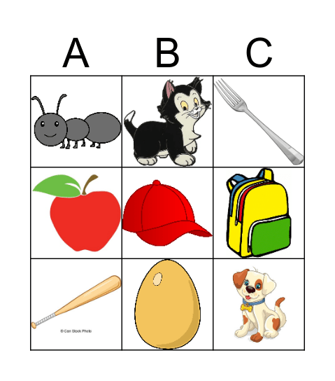 ABCDEF Bingo Card