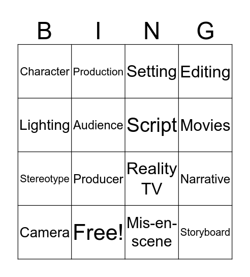 Media Bingo Card