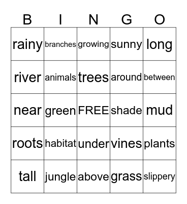 Ecology grades 1/2 Bingo Card