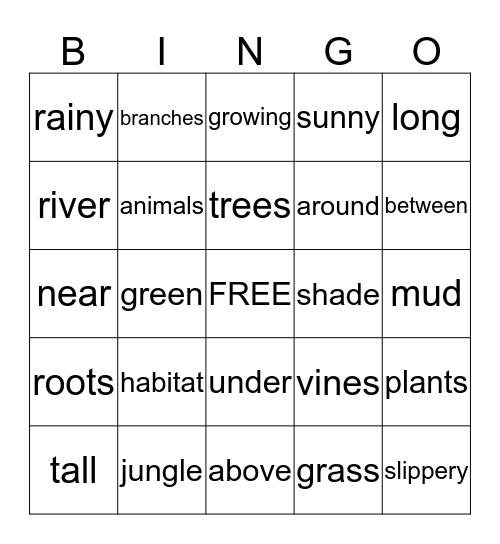 Ecology grades 1/2 Bingo Card