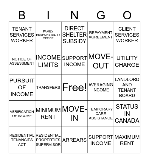 RGI Bingo Card