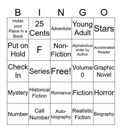 Library Bingo Card