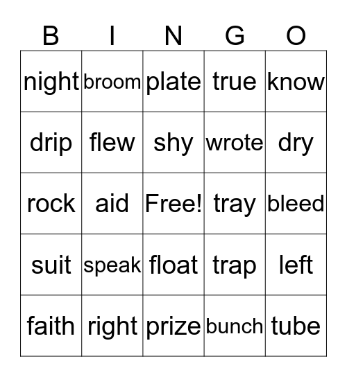 Phonics Bingo Card