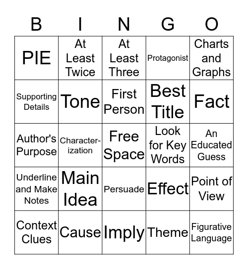 PSSA Prep Bingo Card