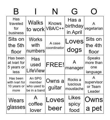BREAK THE ICE BINGO Card