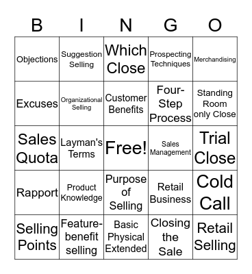 Selling Bingo Card