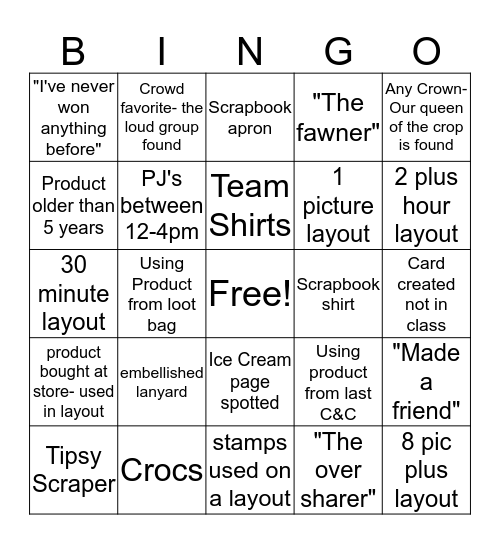 Scrapbook DL Bingo Card