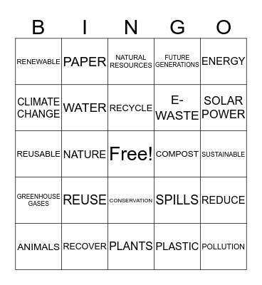 Environment BINGO Card