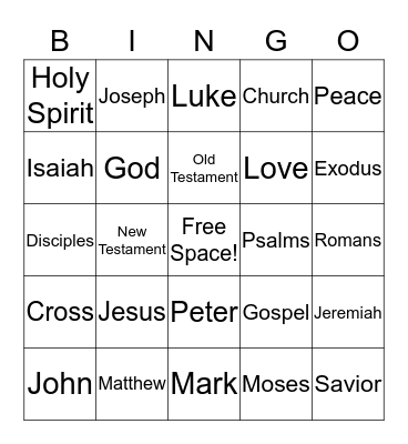 Bible Bingo Card