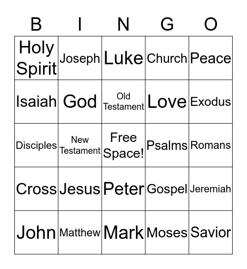 Bible Bingo Card