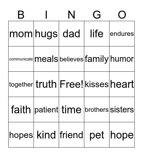 LOVE Bingo Card