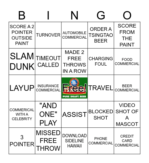 TSINGTAO MARCH MADNESS TOUR Bingo Card