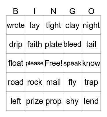 Phonics Bingo Card