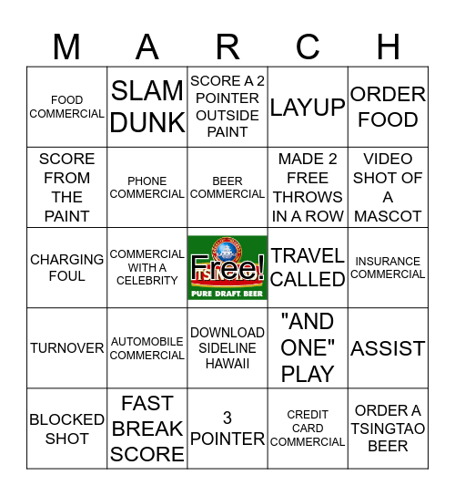 TSINGTAO MARCH MADNESS TOUR Bingo Card