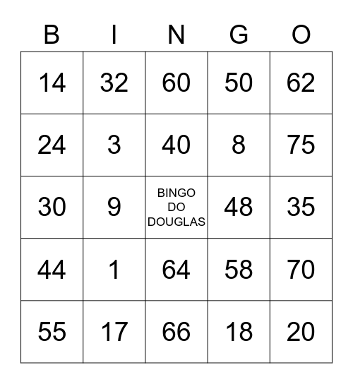 SUPER BINGÃO  Bingo Card