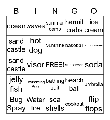 Summer Bingo Card