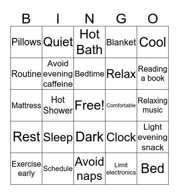 Sleep  Bingo Card