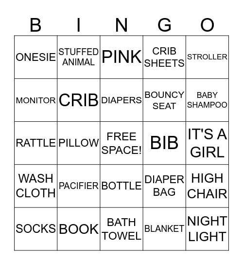 BABY SHOWER BINGO Card