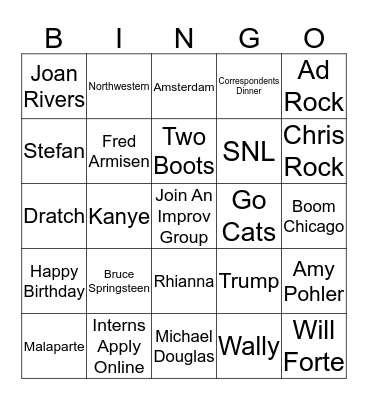 8G Band Q&A Bingo Card